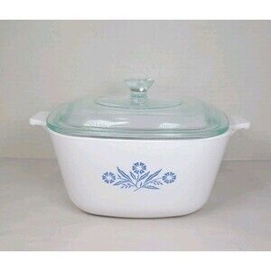 Vintage Corning Ware 1-3/4 QT Blue Cornflower Casserole Dish w/Lid P-1-3/4-B USA